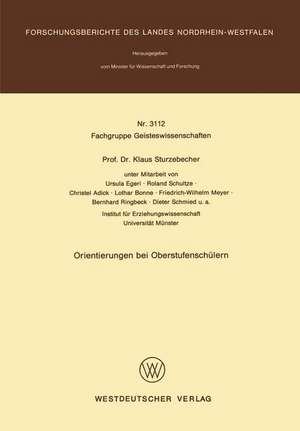 Orientierungen bei Oberstufenschülern de Klaus Sturzebecher