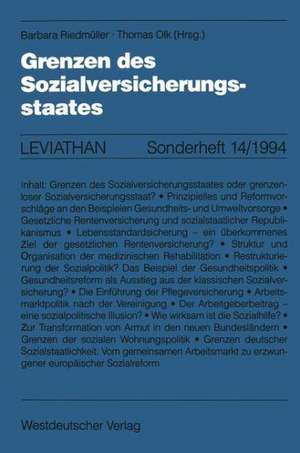 Grenzen des Sozialversicherungsstaates de Barbara Riedmüller