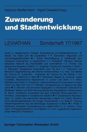 Zuwanderung und Stadtentwicklung de Hartmut Häussermann