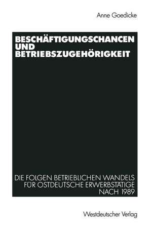 Beschäftigungschancen und Betriebszugehörigkeit: Die Folgen betrieblichen Wandels für ostdeutsche Erwerbstätige nach 1989 de Anne Goedicke