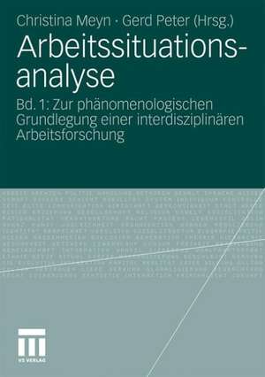 Arbeitssituationsanalyse: Bd. 1: Zur phänomenologischen Grundlegung einer interdisziplinären Arbeitsforschung de Christina Meyn