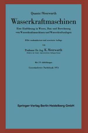 Wasserkraftmaschinen: Eine Einführung in Wesen, Bau und Berechnung von Wasserkraftmaschinen und Wasserkraftanlagen de K. Meerwarth