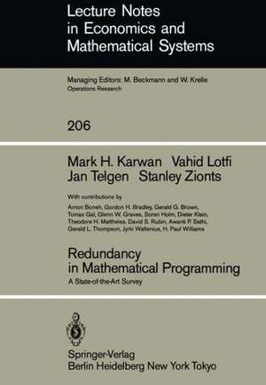 Redundancy in Mathematical Programming: A State-of-the-Art Survey de M. H. Karwan