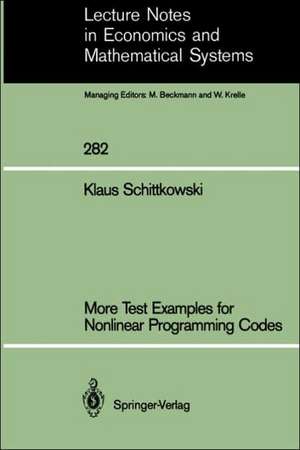 More Test Examples for Nonlinear Programming Codes de Klaus Schittkowski