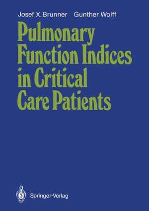 Pulmonary Function Indices in Critical Care Patients de Josef X. Brunner