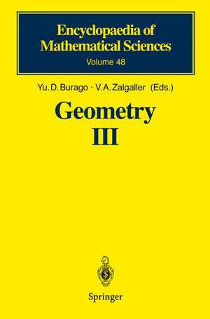 Geometry III: Theory of Surfaces de Yu.D. Burago