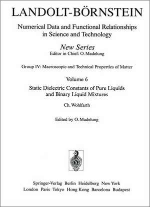 Static Dielectric Constants of Pure Liquids and Binary Liquid Mixtures / Statische Dielektrizitätskonstanten reiner Flüssigkeiten und binärer flüssiger Mischungen de Christian Wohlfarth