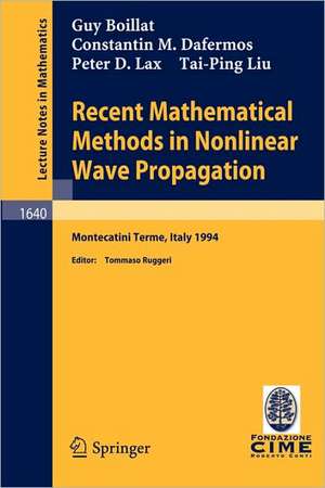 Recent Mathematical Methods in Nonlinear Wave Propagation: Lectures given at the 1st Session of the Centro Internazionale Matematico Estivo (C.I.M.E.), held in Montecatini Terme, Italy, May 23-31, 1994 de Guy Boillat