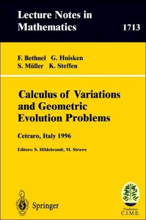 Calculus of Variations and Geometric Evolution Problems: Lectures given at the 2nd Session of the Centro Internazionale Matematico Estivo (C.I.M.E.)held in Cetaro, Italy, June 15-22, 1996 de F. Bethuel