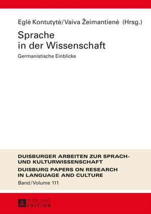 Sprache in Der Wissenschaft: 1-15a) de Egle Kontutyte