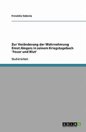 Zur Veränderung der Wahrnehmung Ernst Jüngers in seinem Kriegstagebuch 'Feuer und Blut' de Franziska Sobania