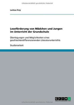 Leseförderung von Mädchen und Jungen im Unterricht der Grundschule de Larissa Frey