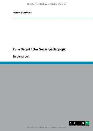 Zum Begriff der Sozialpädagogik de Ivonne Schröder