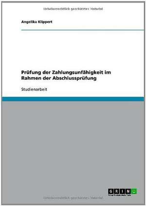 Prüfung der Zahlungsunfähigkeit im Rahmen der Abschlussprüfung de Angelika Klippert