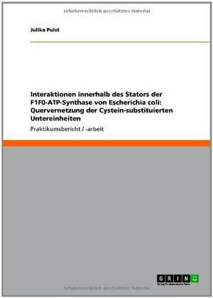 Interaktionen innerhalb des Stators der F1F0-ATP-Synthase von Escherichia coli: Quervernetzung der Cystein-substituierten Untereinheiten de Julika Pulst