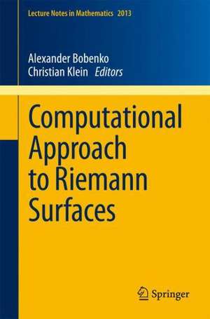 Computational Approach to Riemann Surfaces de Alexander I. Bobenko TU Berlin