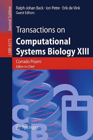 Transactions on Computational Systems Biology XIII de Corrado Priami