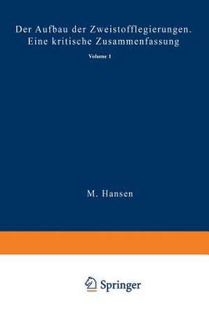 Der Aufbau der Zweistofflegierungen: Eine kritische Zusammenfassung de M. Hansen