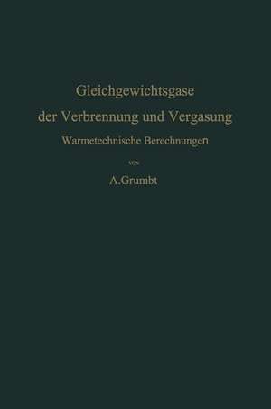 Gleichgewichtsgase der Verbrennung und Vergasung: Wärmetechnische Berechnungen de Alfred Grumbt