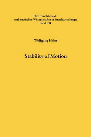 Stability of Motion de Wolfgang Hahn