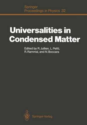 Universalities in Condensed Matter: Proceedings of the Workshop, Les Houches, France, March 15–25,1988 de Remi Jullien