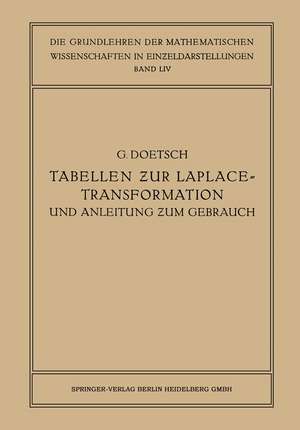 Tabellen zur Laplace-Transformation und Anleitung zum Gebrauch de Gustav Doetsch