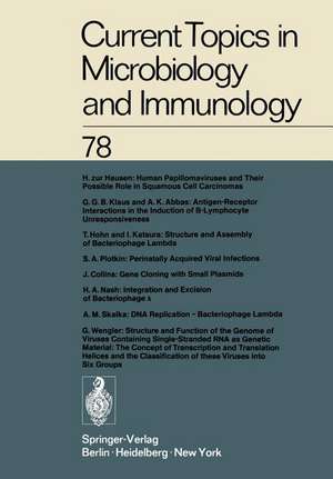 Current Topics in Microbiology and Immunology de W. Arber