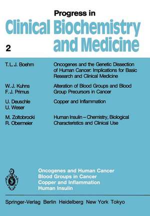 Oncogenes and Human Cancer Blood Groups in Cancer Copper and Inflammation Human Insulin de T.L.J. Boehm