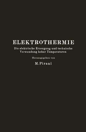 Elektrothermie: Die elektrische Erzeugung und technische Verwendung hoher Temperaturen de M. Pirani