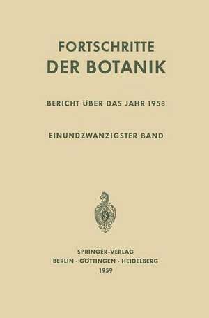 Bericht Über das Jahr 1958 de Ulrich Lüttge