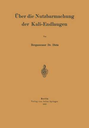 Über die Nutzbarmachung der Kali-Endlaugen de NA Dietz