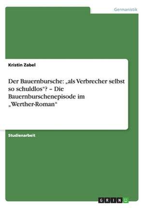 Der Bauernbursche: "als Verbrecher selbst so schuldlos"? - Die Bauernburschenepisode im "Werther-Roman" de Kristin Zabel