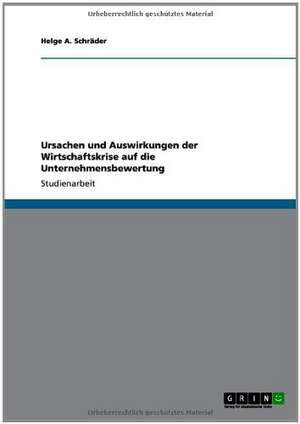 Ursachen und Auswirkungen der Wirtschaftskrise auf die Unternehmensbewertung de Helge A. Schräder