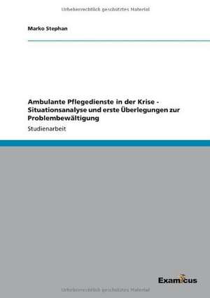 Ambulante Pflegedienste in der Krise - Situationsanalyse und erste Überlegungen zur Problembewältigung de Marko Stephan