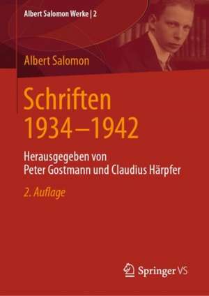 Schriften 1934 - 1942 de Albert Salomon