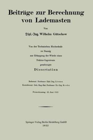 Beiträge zur Berechnung von Lademasten de Wilhelm Gütschow