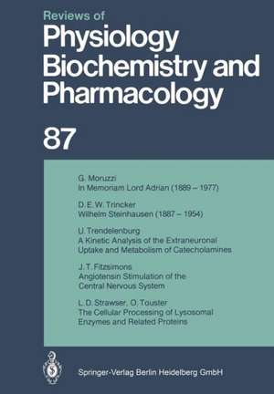 Reviews of Physiology, Biochemistry and Pharmacology de R. H. Adrian