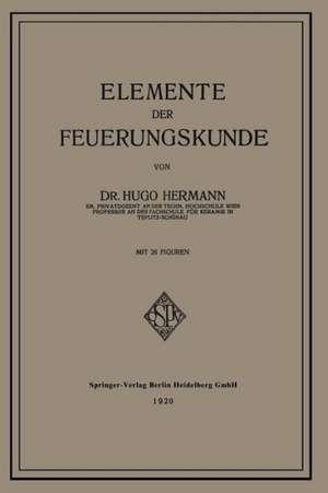 Elemente der Feuerungskunde de Hugo Hermann