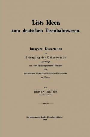 Lists Ideen zum deutschen Eisenbahnwesen de Berta Meyer