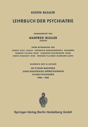 Lehrbuch der Psychiatrie de Eugen Bleuler