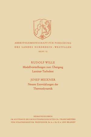 Modellvorstellungen zum Übergang Laminar-Turbulent. Neuere Entwicklungen der Thermodynamik de Josef Wille