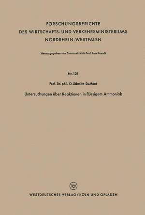 Untersuchungen über Reaktionen in flüssigem Ammoniak de Otto Schmitz-Dumont