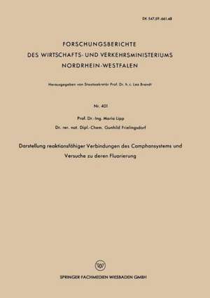 Darstellung reaktionsfähiger Verbindungen des Camphansystems und Versuche zu deren Fluorierung de Maria Lipp