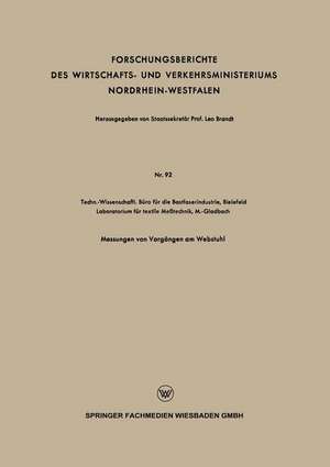 Forschungsberichte des Wirtschafts- und Verkehrsministeriums Nordrhein-Westfalen de Staatssekretär Prof. Leo Brandt