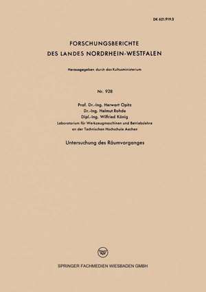 Untersuchung des Räumvorganges de Herwart Opitz