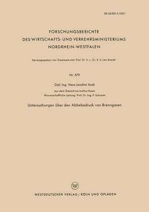 Untersuchungen über den Abhebedruck von Brenngasen de Hans-Joachim Koch