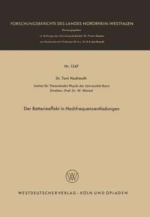 Der Batterieeffekt in Hochfrequenzentladungen de Toni Hochmuth