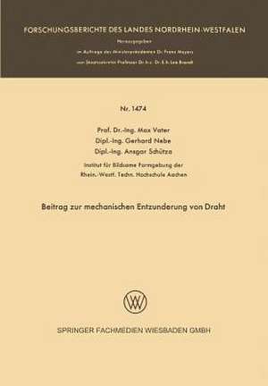 Beitrag zur mechanischen Entzunderung von Draht de Max Vater