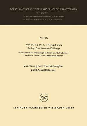 Zuordnung der Oberflächengüte zur ISA-Maßtoleranz de Herwart Opitz