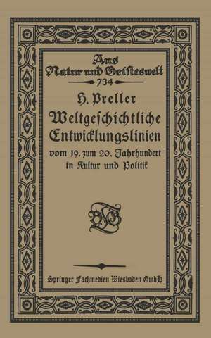 Weltgeschichtliche Entwicklungslinien vom 19. zum 20. Jahrhundert in Kultur und Politik de Hugo Preller